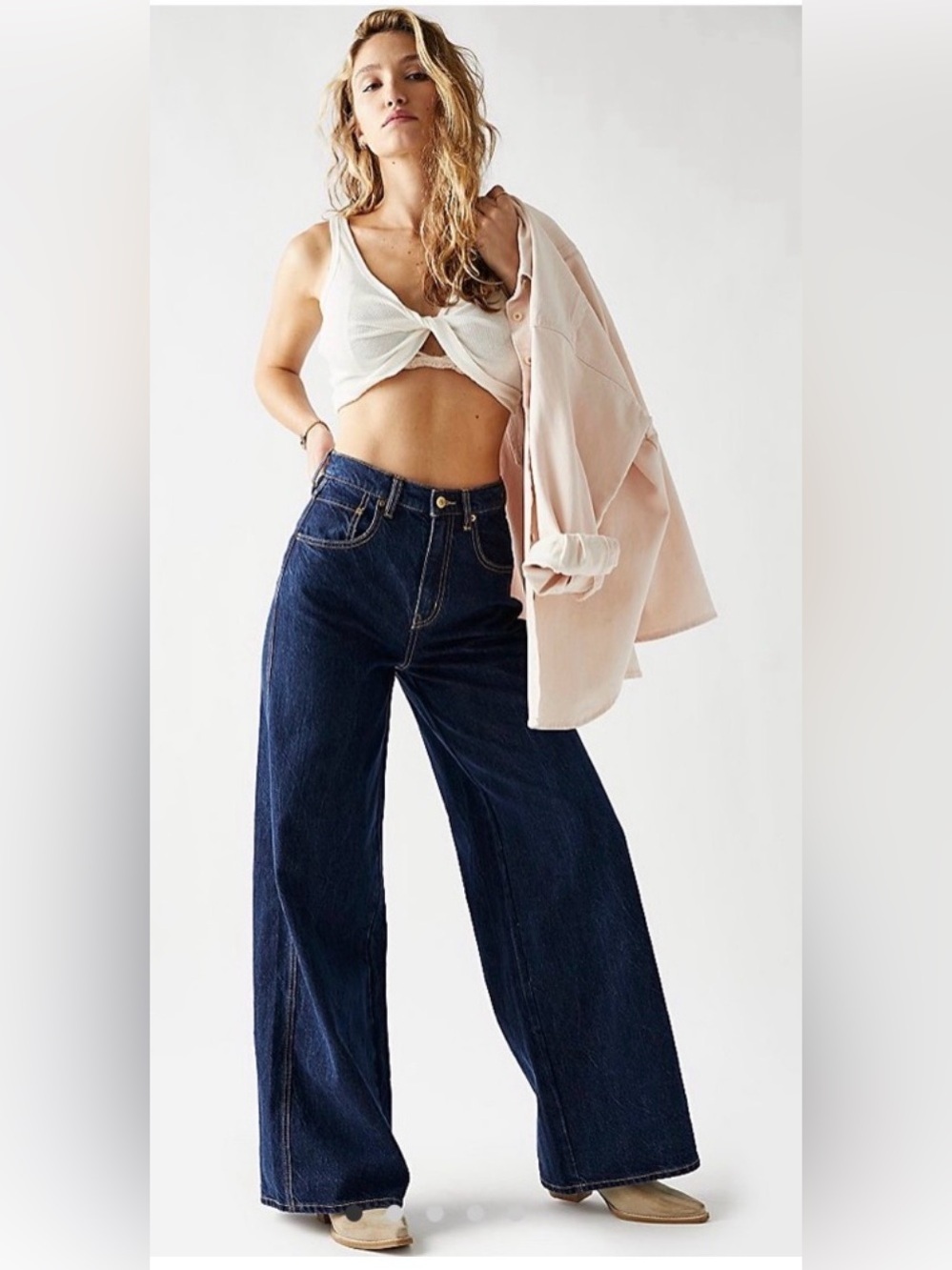 Free People CRVY Gia Wide Leg Jeans